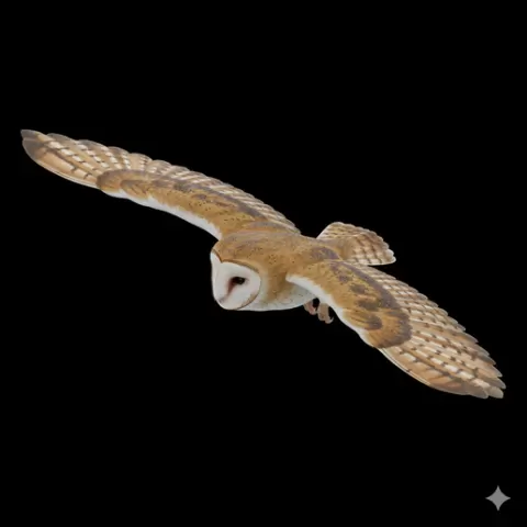 Barn owl low glide wings extended, bird, birds, avian, animal, wildlife, nature, wings, feathers, beak, flight, flying, perch