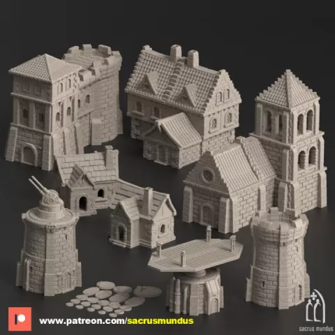 Calamurris, The Medieval World. 3d Printing Designs Bundle. Medieval / Scifi Ruins. Terrain and Scenery for Wargames by Sacrusmundus