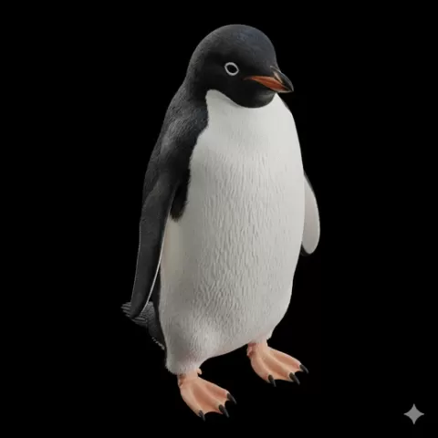 Penguin front-facing symmetrical, bird, birds, avian, animal, wildlife, nature, wings, feathers, beak, flight, flying, perch