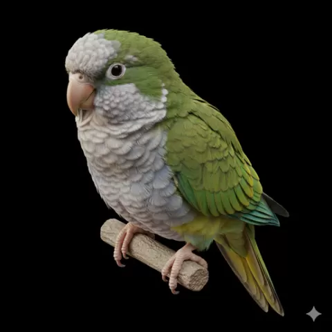 Quaker parrot perched small, bird, birds, avian, animal, wildlife, nature, wings, feathers, beak, flight, flying, perch