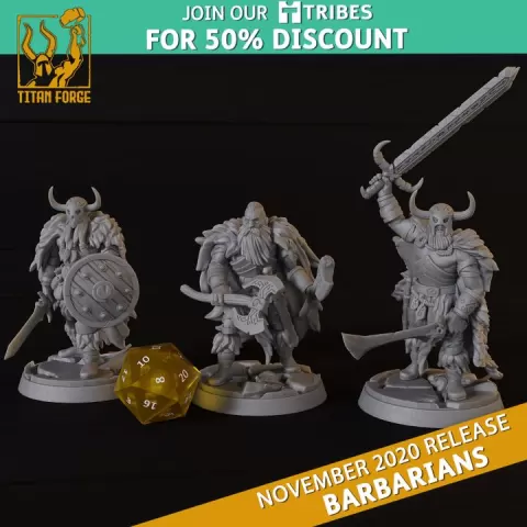 Olaf, Eric and Bjorn Modular Heroes - Barbarians - Titan Forge Miniatures November 2020 by Titan Forge Miniatures