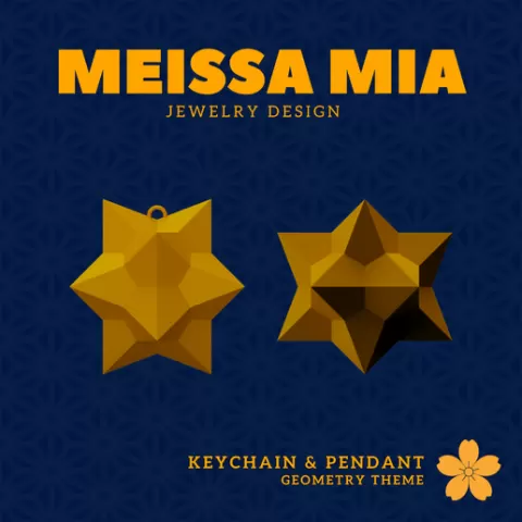 04. Medial Rhombic Triacontahedron – Self-Intersecting Quasi-Regular Duals Pendant and Keychain - 3D Print File for Geometric Keychain & Pendant - Girl's Fashion Accessories