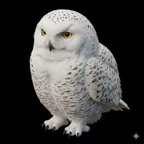 Snowy owl sitting compact fluffy, bird, birds, avian, animal, wildlife, nature, wings, feathers, beak, flight, flying, perch
