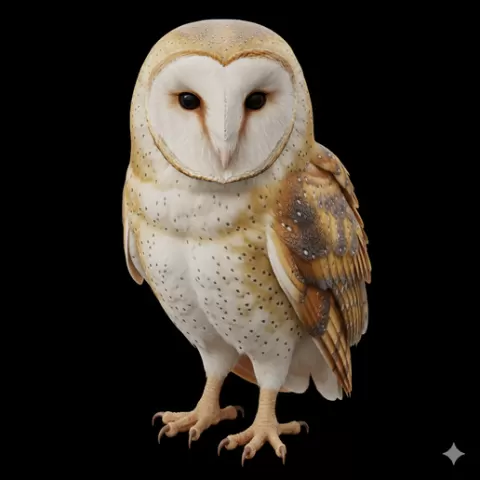 Barn owl front-facing symmetrical, bird, birds, avian, animal, wildlife, nature, wings, feathers, beak, flight, flying, perch