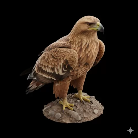 Steppe eagle standing ground, bird, birds, avian, animal, wildlife, nature, wings, feathers, beak, flight, flying, perch