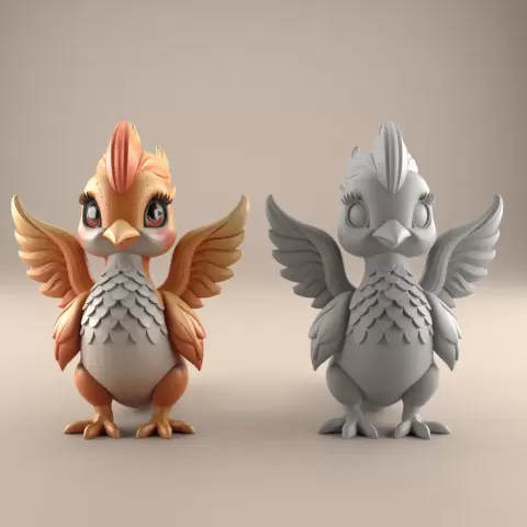 Adorable Baby Phoenix 3D Model