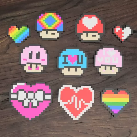Multicolor Pixelated / 8Bit Valentine Gift Set - AA3DPRINTING