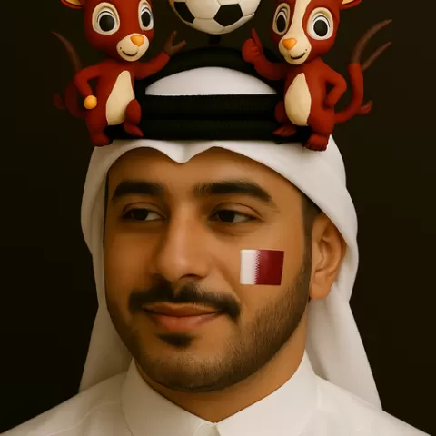 Qatar Fan Headband - Double Gazelle Mascot Edition | Cute Football Supporter Accessory