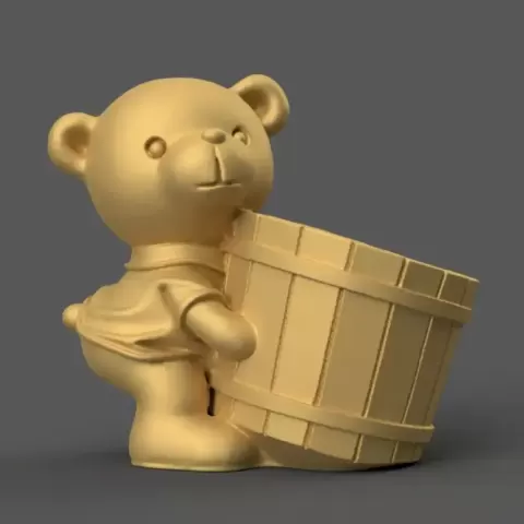 bear planter - urn - candy container - candle holder