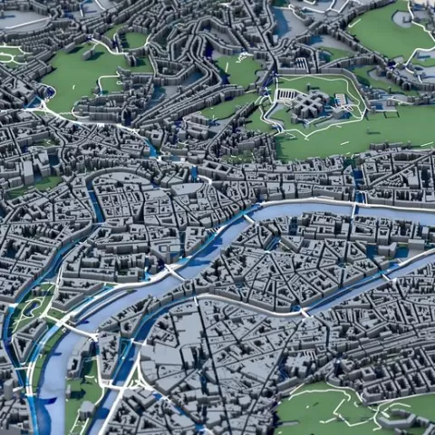 Liège Cityscape Belgium 3D Model – Belgian Architecture & Meuse River – Historic European City