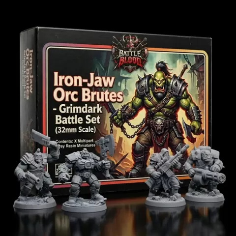 Orc Pack Set - Iron-Jaw Orc Brutes - The Ashland Vanguard (7 Grimdark Sci-Fantasy Miniature STL Set for 32mm Tabletop RPG)