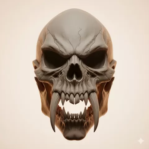 Skull with fangs mask - Halloween, spooky, scary, horror, creepy, haunted, October 31, trick or treat, pumpkin, jack o’ lantern, jackolantern, ghost, skeleton, skull, zombie, witch, vampire, monster, mummy, Frankenstein 3D Model