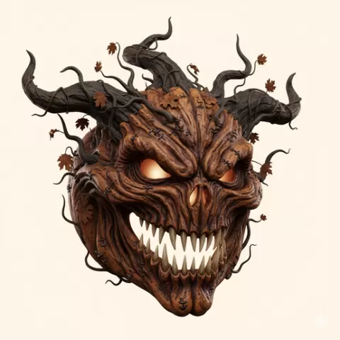 Jack-o’-lantern monster mask - Halloween, spooky, scary, horror, creepy, haunted, October 31, trick or treat, pumpkin, jack o’ lantern, jackolantern, ghost, skeleton, skull, zombie, witch, vampire, monster, mummy, Frankenstein 3D Model