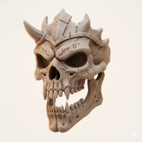 Skeleton warrior mask - Halloween, spooky, scary, horror, creepy, haunted, October 31, trick or treat, pumpkin, jack o’ lantern, jackolantern, ghost, skeleton, skull, zombie, witch, vampire, monster, mummy, Frankenstein 3D Model