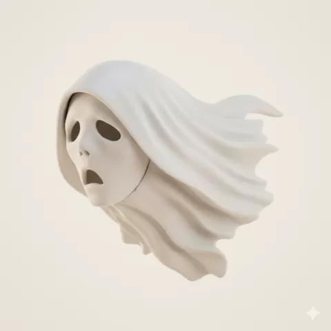 Ghost hood mask - Halloween, spooky, scary, horror, creepy, haunted, October 31, trick or treat, pumpkin, jack o’ lantern, jackolantern, ghost, skeleton, skull, zombie, witch, vampire, monster, mummy, Frankenstein 3D Model