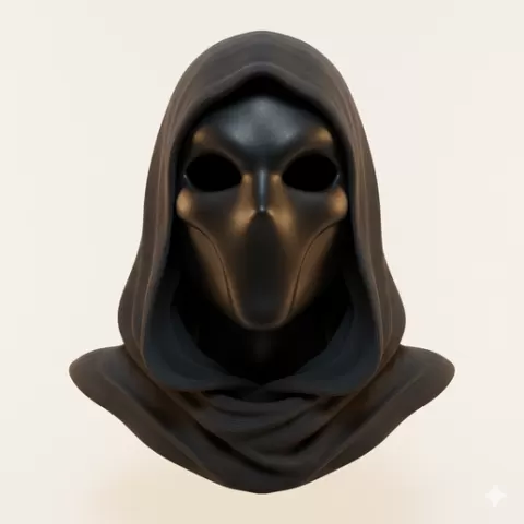 Hooded phantom mask - Halloween, spooky, scary, horror, creepy, haunted, October 31, trick or treat, pumpkin, jack o’ lantern, jackolantern, ghost, skeleton, skull, zombie, witch, vampire, monster, mummy, Frankenstein 3D Model