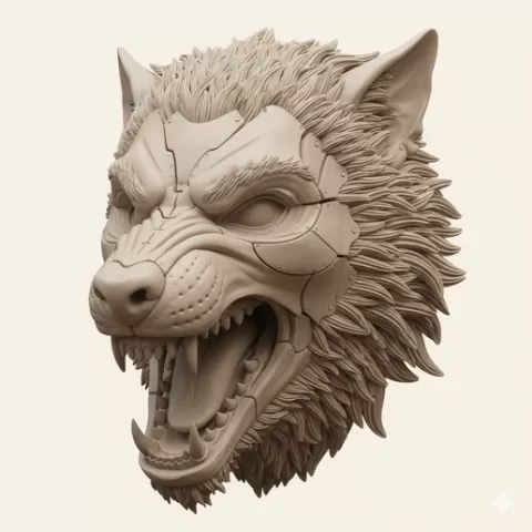 Werewolf snarling mask - Halloween, spooky, scary, horror, creepy, haunted, October 31, trick or treat, pumpkin, jack o’ lantern, jackolantern, ghost, skeleton, skull, zombie, witch, vampire, monster, mummy, Frankenstein 3D Model