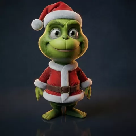 Cute Christmas Grinch-Inspired Mini Figurine • Holiday Decoration • Santa Outfit Collectible • Perfect Xmas Shelf