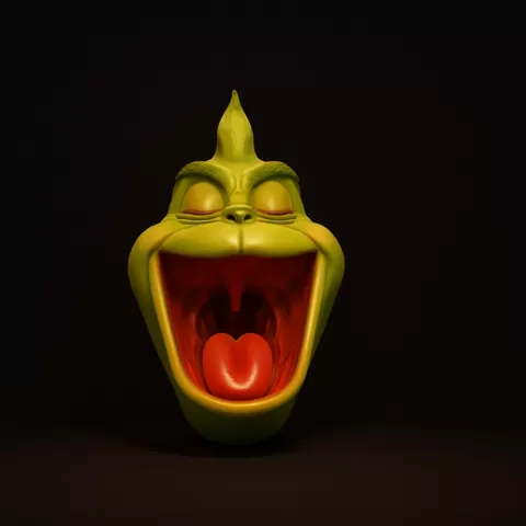 Grinch Candy Holder – Funny Holiday Creature Bowl – 3D Printed Cartoon Head Dish for Treats