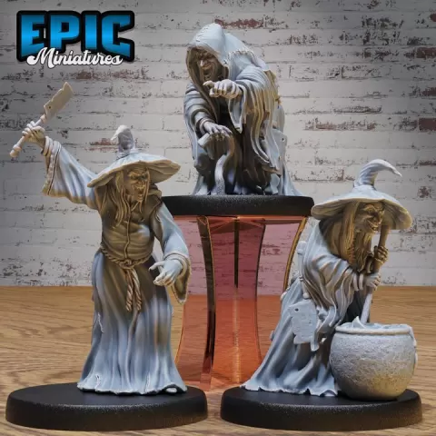 Green Hag Set / Forest Witch / Evil Spirit / Woodland Wizard / Magical Old Female / Fable Marsh Sorcerer / Dark Necromancer / Nature Magician / Fantasy Fighter Encounter by Epic-Miniatures