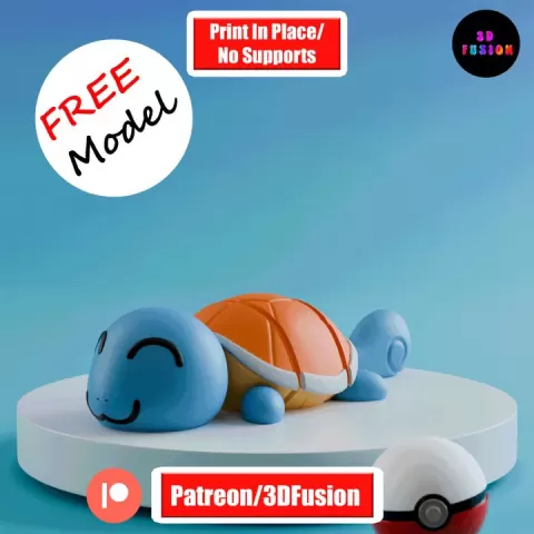 Happy Squirtle 🐢🔫💦- FREE Multicolor Pokemon Articulated Flexi Toy & Keychain by 3D Fusion