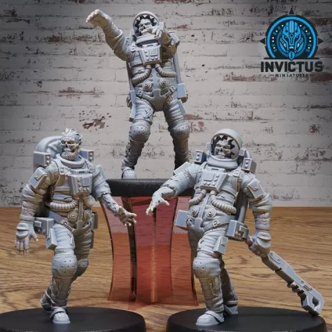 Vashta Nerada - Undead Astronaut Set / Space Colonist Worker / Cosmic Zombie Ship Warrior / Rotting Cyberpunk Settler / Alien Fighter / Trooper Attack / Brave Skelet Settler / Sci-Fi Encounter by Epic-Miniatures