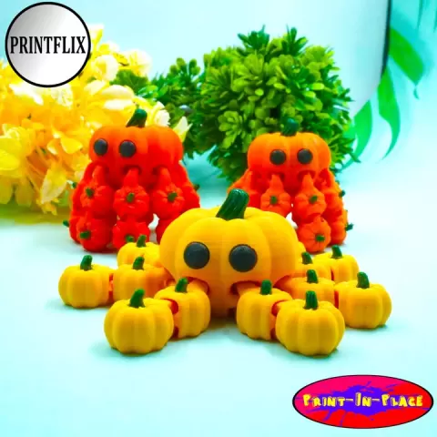 Tiny Halloween Pumpkin Octopus by Printflix
