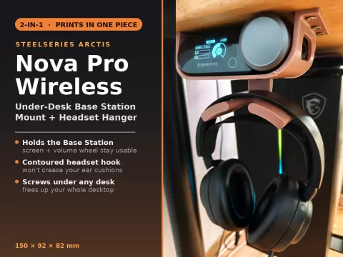Nova Pro Under-Desk Base Station + Headset Mount