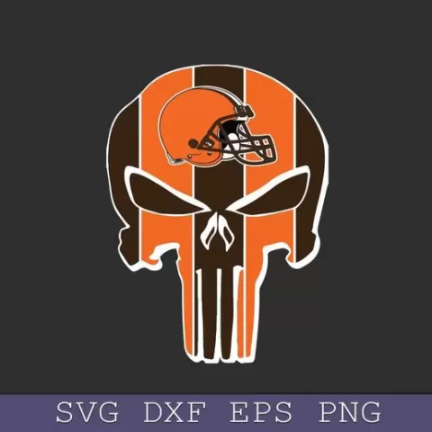 Cleveland Browns Skull SVG – Punisher Skull Cleveland Browns Football SVG for Cricut