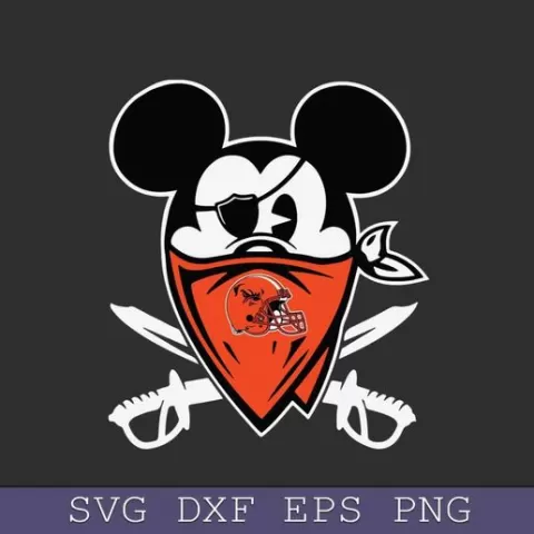 Pirate Mickey Cleveland Browns SVG – Disney Football Skull Cleveland Browns SVG for Cricut