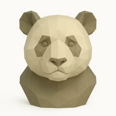🐼 Low Poly Panda Bust STL File for 3D Printing