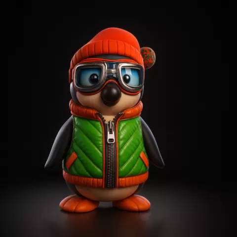Adorable Winter Penguin Figurine – 3D Printed Collectible with Goggles, Hat & Vest | Cute Animal