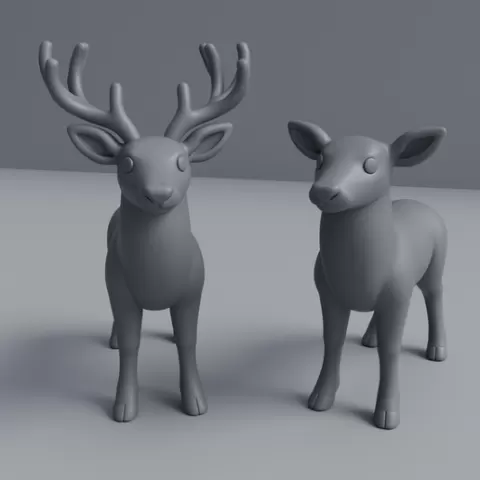 🦌 A pair of reindeer - 3D model of a male and female reindeer