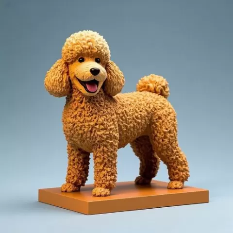 2641 Laughing Poodle Totem - Full-Body Colorful 3D Model, pug, dachshund, poodle, cat, kangaroo, bear, beagle, peacock, lion, fox, bull terrier, pomeranian, galgo, wolf, doberman pinscher, newfoundland, elephant, crocodile, monkey