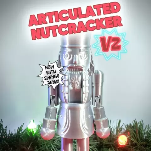 Articulated Nutcracker with Swinging Arms and Stand-Up Base :: Classic Christmas Toy by Filamental PrintWorks