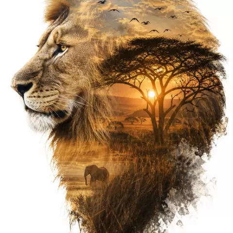 Tableau 3D lion
