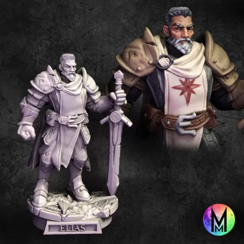 Human Fighter - Elias the Sword Fighter ( Human Fighter with Great Sword ) by Moonlight Minis- Christine Van Patten