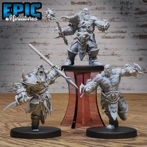 Orc Army Set C / Green Skin Lord / Male Humanoid Warrior / Burly Raider Tribe / Beast Tamer / Evil Forest Fighter / Woodland Encounter by Epic-Miniatures