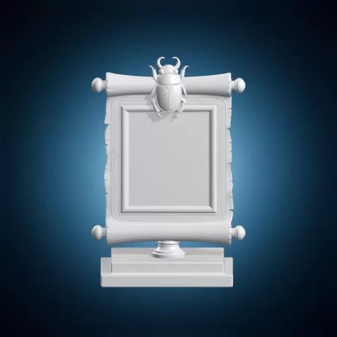 Pharaoh Scarab Scroll Frame 3D Print Model