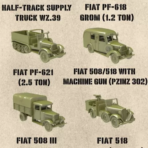 STL PACK - 16 POLISH Fighting vehicles of WW2 (1:56, 28mm) - PERSONAL USE by Wargame3d