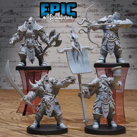 Orc Army Set C / Green Skin Lord / Male Humanoid Warrior / Burly Raider Tribe / Beast Tamer / Evil Forest Fighter / Woodland Encounter by Epic-Miniatures