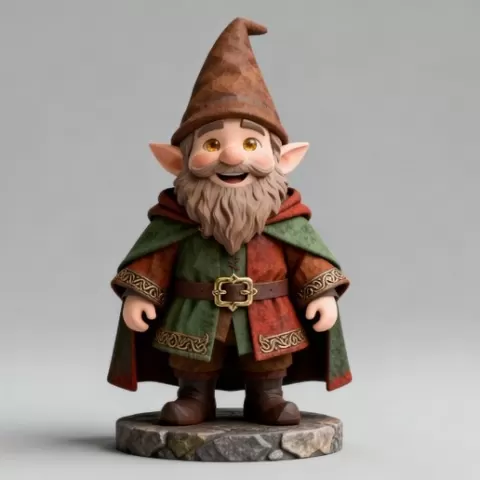 2572 Fairy Tale Gnome - Color Full-Body Figurine on Base, magic, dragon, serpent, wood, gnome, gorgon, warrior, wild, fox, monster, cat, fair, witch, werewolf, horror, beast, snake, troll, skeleton, STL