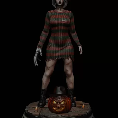 Queen of Elm Street girl Freddy Krueger figurine 3d printable model Halloween FREE