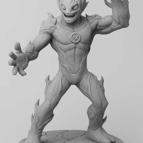 Fire Elemental Warrior – 3D Printable Figurine