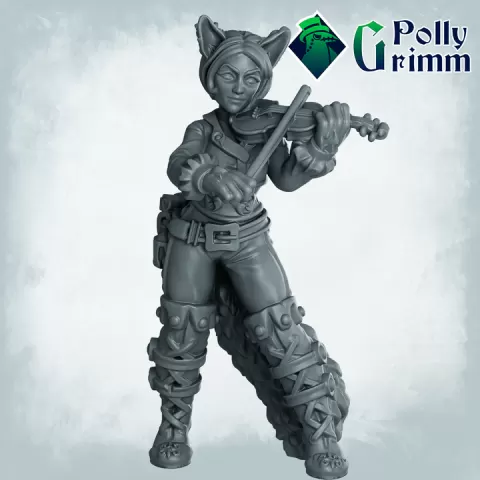 Fantasy and historic miniatures for tabletop games. Lupin set. Three form, half-beast. Bard with lute by PollyGrimm