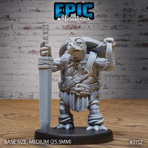 Turtle Folk Tribe Warrior / Tortoise Fighter / Aqua Villager / Male Water Humanoid / Ocean & Sea Encounter by Epic-Miniatures