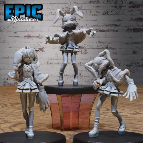 Rabbit Hoodie Girl Set / Bunny Warrior / Rodent Tribe / Wild Animal Humanoid / Hare Army by Epic-Miniatures