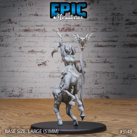 Faun Warlock Roaring / Centaurides Fey Hybrid / Forest Guardian / Nature Spirit / Horned Humanoid / Female Warrior by Epic-Miniatures