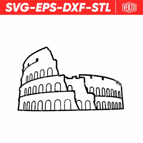 Roman Colosseum - Roman Colosseum SVG DXF EPS STL - Architectural Wall Art for Laser, 3D Print, Vinyl & Paper Projects