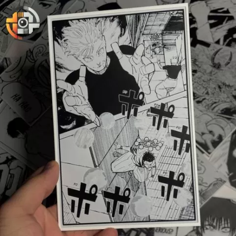 GOJO SATORU X RYOMEN SUKUNA | JUJUTSU KAISEN - JJK - WALL ART - DESK DECORATION - HUEFORGEENTHUSIAST - MANGA PANEL